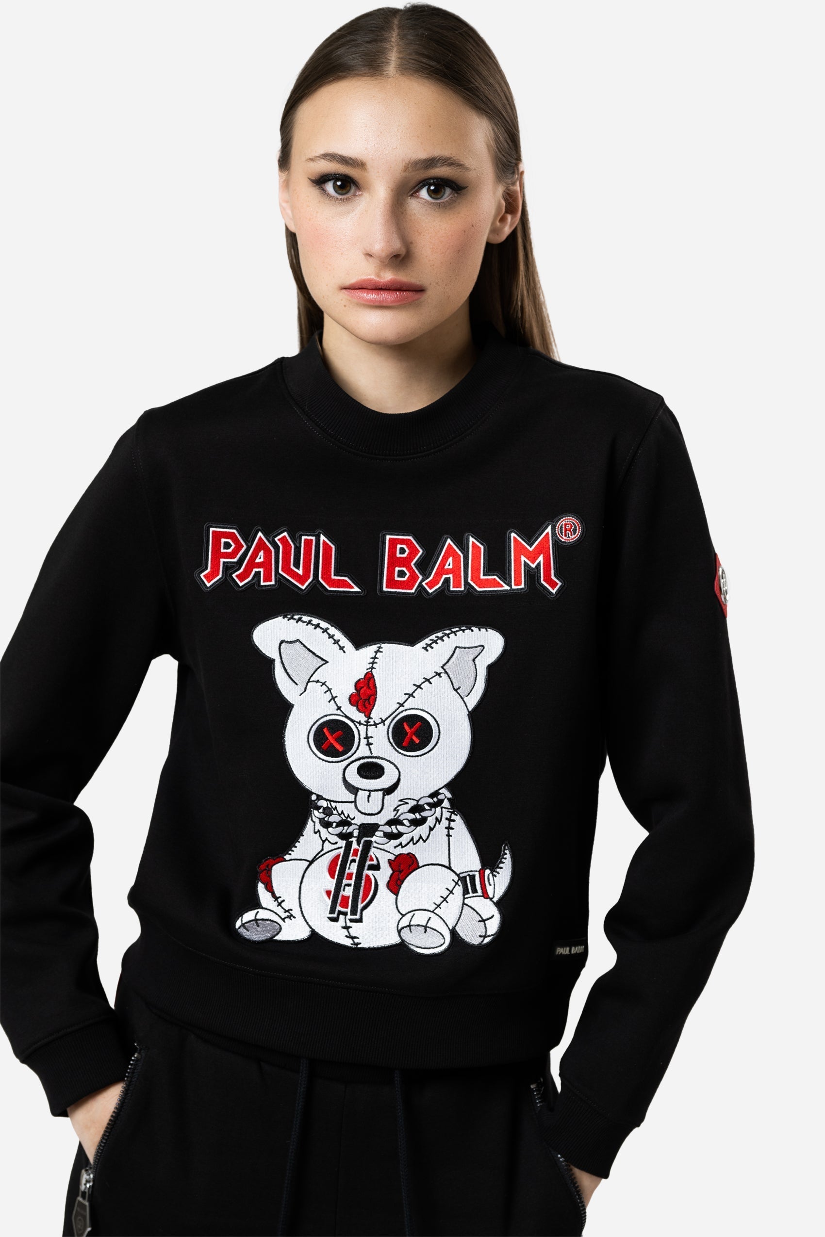 Embroidered White Teddy Sweatshirt - Limited to 300 - PAUL BALM WORLD